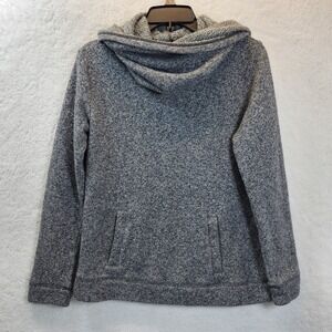 J Crew Hooded Knit Sweater Womens Medium Gray Loungewear Athleisure Cozy Comfy‎